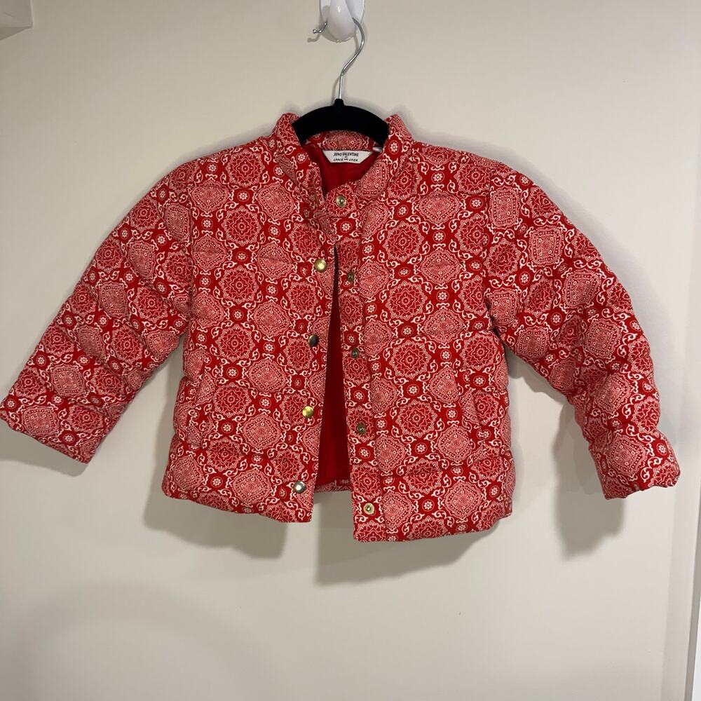 Janie & Jack x Juno Valentine Red White Puffer Jacket Toddler Girls Size 3T-4T